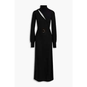 Nicholas 'Sakina' Black Hook-Detailed Wool And Cotton-Blend Turtleneck Maxi